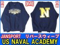 ＜US NAVAL ACADEMY スウェットシャツ Mサイズ JANSPORT リバースウィーブ USED＞