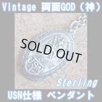 ＜ヴィンテージ USN仕様 両面GOD（神） Sterling Silver 米兵実名入り ペンダント＞