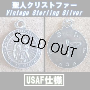 画像: ＜ヴィンテージ SILVER925 キリスト教 聖人クリストファー USAF ペンダントトップ スティーブ・マックイーン＞