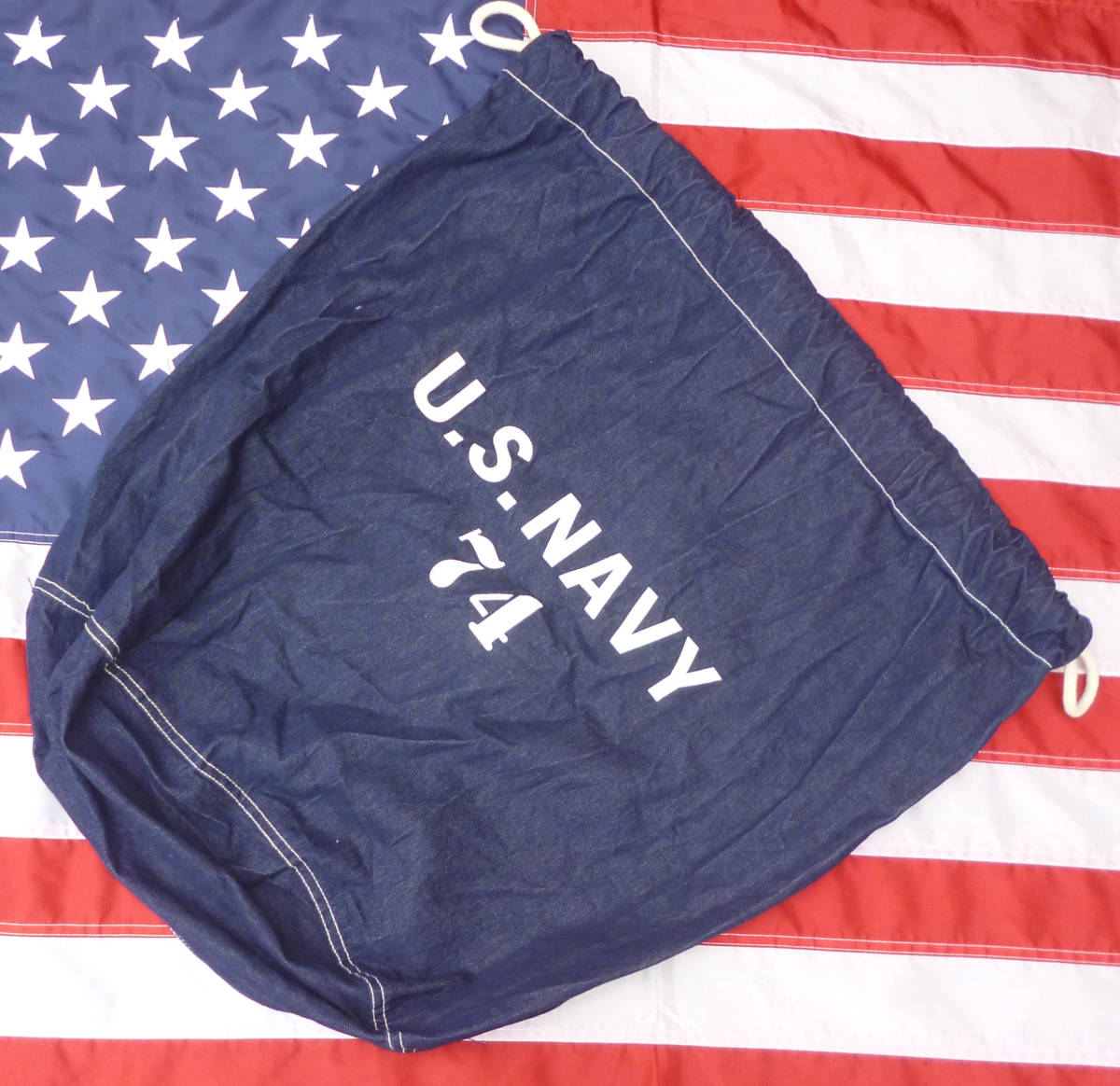 画像: ＜U.S. NAVY デニム 大型 巾着 レプリカ 新品＞